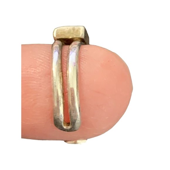 Vintage 925 Sterling Silver Ring Blue Topaz Square setting w/Round Stone Size 4 - Picture 5 of 8